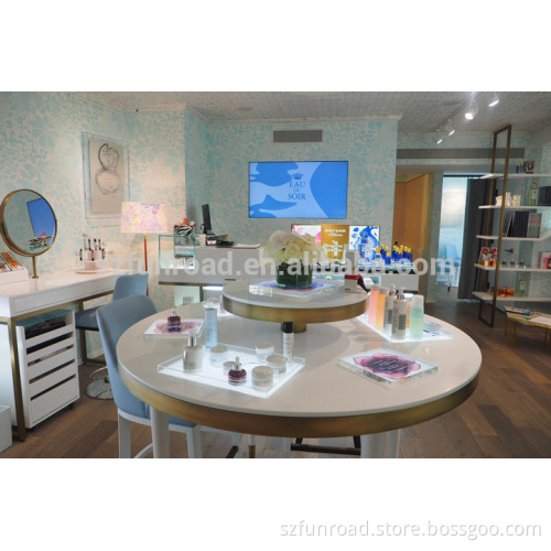 Skin care products display furnitures for cosmetics retail store display solution glass commercial furnitures